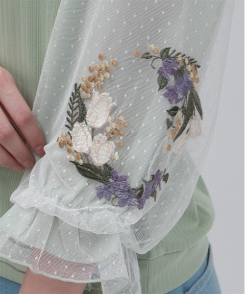 axes femme(アクシーズファム)の「チューリップ刺繍七分袖プルオーバー(Tシャツ/カットソー・レディース・キナリ/ネイビー/グリーン・FREE)」の8枚目の写真