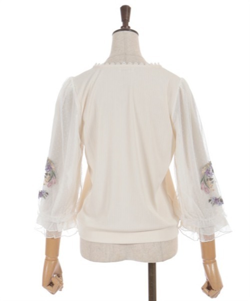 axes femme(アクシーズファム)の「チューリップ刺繍七分袖プルオーバー(Tシャツ/カットソー・レディース・キナリ/ネイビー/グリーン・FREE)」の13枚目の写真