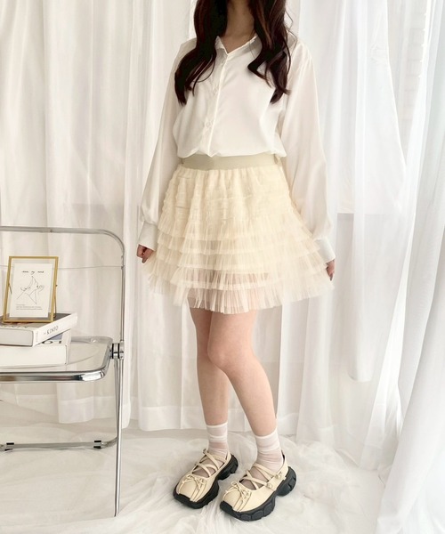 etta(エタ)の「チュールいっぱいミニスカート(スカート・レディース・アイボリー・FREE)」の10枚目の写真