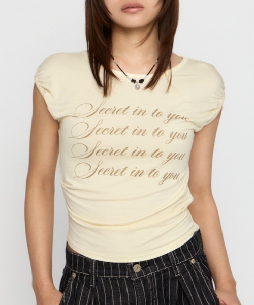 LAGUA GEM(ラグアジェム)の「PUFF PRINT Tシャツ(Tシャツ/カットソー・レディース・ライトイエロー/ブラック/ホワイト・FREE)」の3枚目の写真