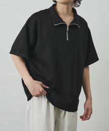 ダンボールポンチハーフジップショートスリーブTシャツ（Tシャツ