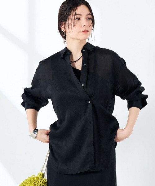 NOLLEY’S Sophi(ノーリーズソフィ)の「ウォッシャブルフィブリルラミーマルチウェイシャツ(シャツ/ブラウス・レディース・ホワイト/ブラック/オリーブ・38)」の7枚目の写真