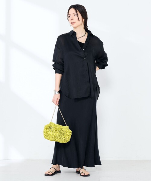 NOLLEY’S Sophi(ノーリーズソフィ)の「ウォッシャブルフィブリルラミーマルチウェイシャツ(シャツ/ブラウス・レディース・ホワイト/ブラック/オリーブ・38)」の8枚目の写真