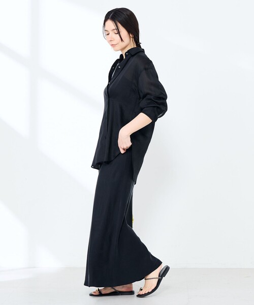 NOLLEY’S Sophi(ノーリーズソフィ)の「ウォッシャブルフィブリルラミーマルチウェイシャツ(シャツ/ブラウス・レディース・ホワイト/ブラック/オリーブ・38)」の9枚目の写真