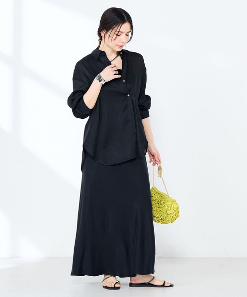 NOLLEY’S Sophi(ノーリーズソフィ)の「ウォッシャブルフィブリルラミーマルチウェイシャツ(シャツ/ブラウス・レディース・ホワイト/ブラック/オリーブ・38)」の12枚目の写真