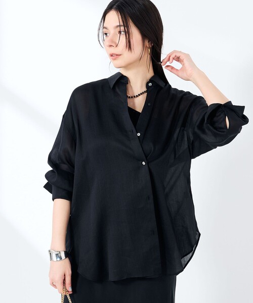 NOLLEY’S Sophi(ノーリーズソフィ)の「ウォッシャブルフィブリルラミーマルチウェイシャツ(シャツ/ブラウス・レディース・ホワイト/ブラック/オリーブ・38)」の14枚目の写真