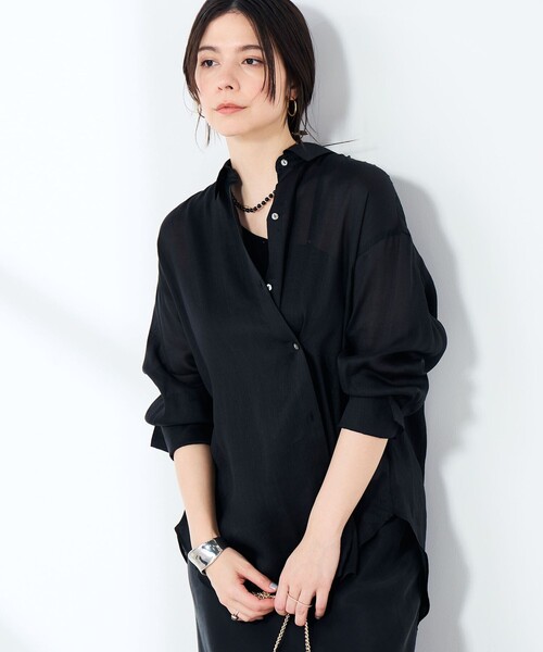 NOLLEY’S Sophi(ノーリーズソフィ)の「ウォッシャブルフィブリルラミーマルチウェイシャツ(シャツ/ブラウス・レディース・ホワイト/ブラック/オリーブ・38)」の18枚目の写真