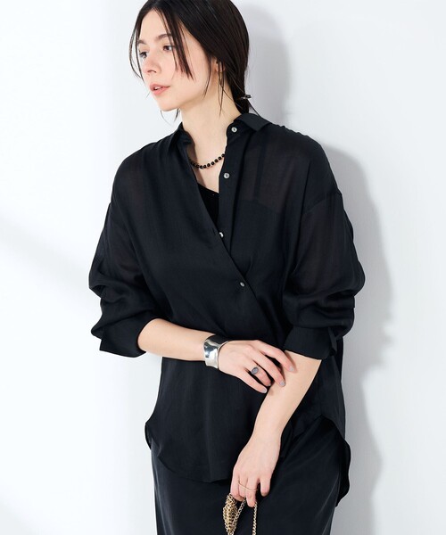 NOLLEY’S Sophi(ノーリーズソフィ)の「ウォッシャブルフィブリルラミーマルチウェイシャツ(シャツ/ブラウス・レディース・ホワイト/ブラック/オリーブ・38)」の19枚目の写真