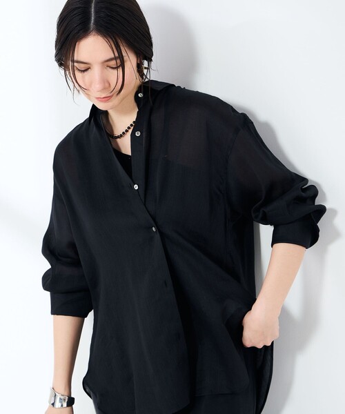 NOLLEY’S Sophi(ノーリーズソフィ)の「ウォッシャブルフィブリルラミーマルチウェイシャツ(シャツ/ブラウス・レディース・ホワイト/ブラック/オリーブ・38)」の20枚目の写真