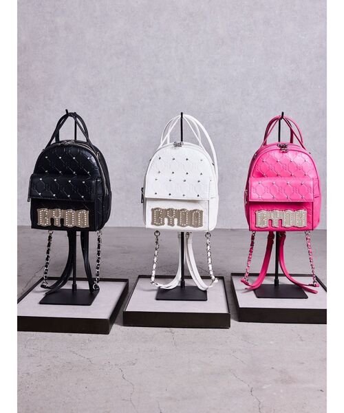 GYDA(ジェイダ)の「GYDA bijou plate 5WAYミニリュック(バックパック/リュック・レディース・オフホワイト/ピンク/ブラック・FREE)」の4枚目の写真