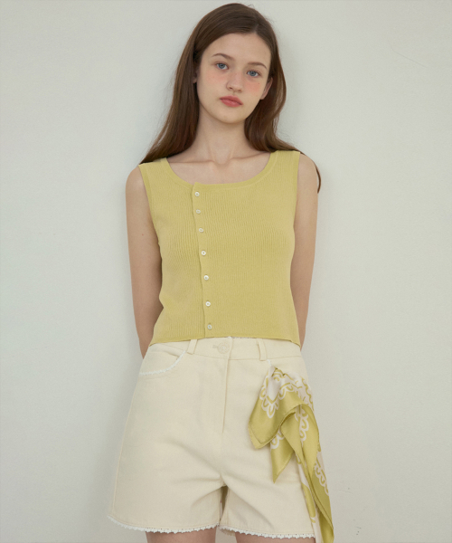 OURNOSTALGIA(アワー ノスタルジア)の「Cider linen knit sleeveless_Olive(OC25-KN07)(Tシャツ/カットソー・レディース・オリーブ・FREE)」の3枚目の写真