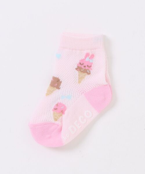 KP DECO(ケーピーデコ)の「アイス柄 ソックス 【COOLMAX】(ソックス/靴下・キッズ・オフホワイト/ピンク・11cm/14cm/16cm/18cm/20cm/22cm)」の2枚目の写真