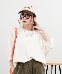 USAコットン切り替えデザインオーバーサイズTシャツ 半端袖