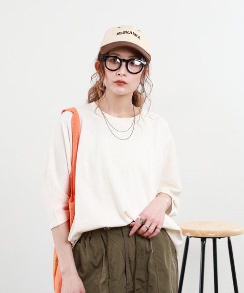 FUNALIVE(ファンアライブ)の「USAコットン切り替えデザインオーバーサイズTシャツ 半端袖(Tシャツ/カットソー・レディース・ホワイト/アイボリー・F)」の10枚目の写真