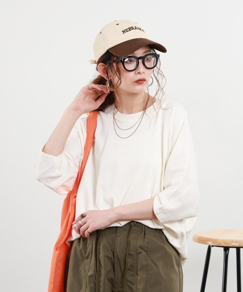 FUNALIVE(ファンアライブ)の「USAコットン切り替えデザインオーバーサイズTシャツ 半端袖(Tシャツ/カットソー・レディース・ホワイト/アイボリー・F)」の11枚目の写真