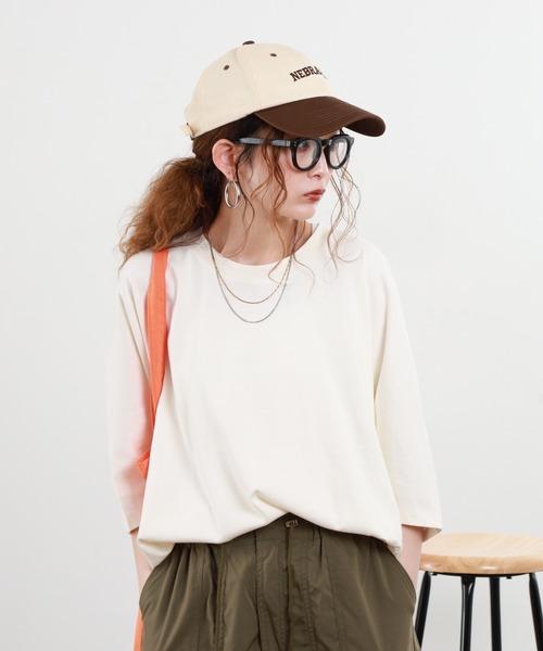FUNALIVE(ファンアライブ)の「USAコットン切り替えデザインオーバーサイズTシャツ 半端袖(Tシャツ/カットソー・レディース・ホワイト/アイボリー・F)」の12枚目の写真