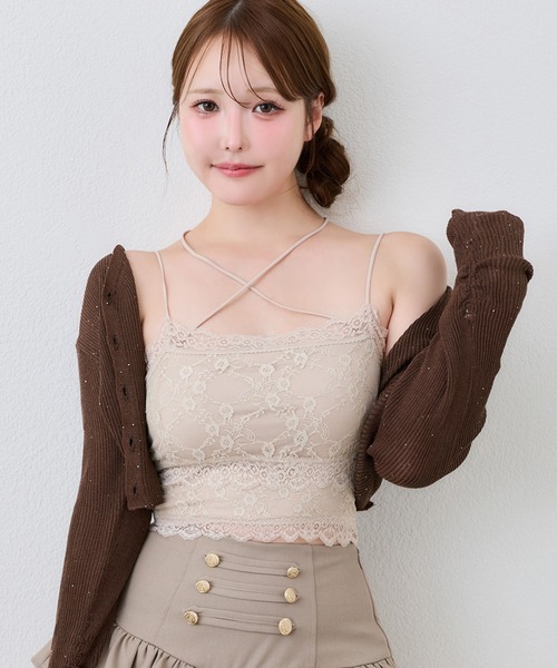 one after another NICE CLAUP(ワンアフターアナザーナイスクラップ)の「カップ付きレースキャミソール(キャミソール・レディース・ブラック/ピンク/ホワイト/ベージュ/ブラウン・FREE)」の4枚目の写真
