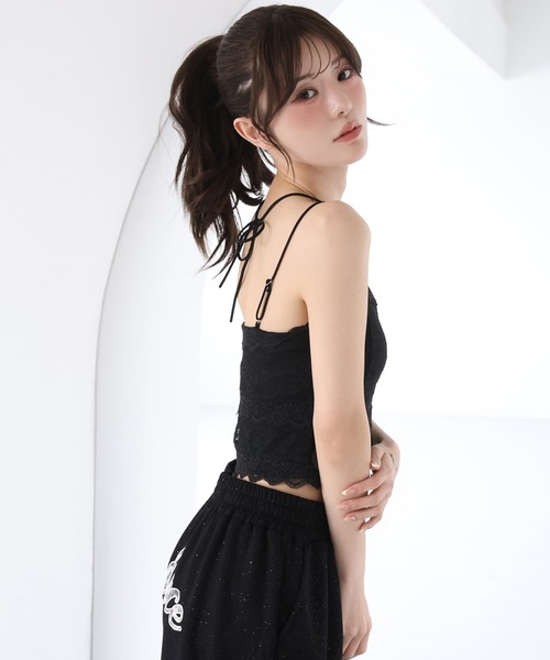 one after another NICE CLAUP（ワンアフターアナザーナイスクラップ）の「カップ付きレースキャミソール（キャミソール・レディース・ブラック/ピンク/ホワイト・FREE）」の7枚目の写真
