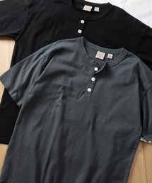 【h】〔Goodwear/グッドウェア〕USAコットン ヘビーウェイト ヘンリーネックベーシック半袖 Tシャツ/無地T