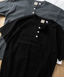 【h】〔Goodwear/グッドウェア〕USAコットン ヘビーウェイト ヘンリーネックベーシック半袖 Tシャツ/無地T