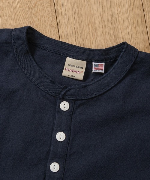 JOHN'S CLOSET（ジョンズクローゼット）の「【h】〔Goodwear/グッドウェア〕USAコットン ヘビーウェイト ヘンリーネックベーシック半袖 Tシャツ/無地T（Tシャツ/カットソー・メンズ・ブルーグレー/ブラック/ダークグレー/ホワイト/ネイビー・SMALL/LARGE/MEDIUM）」の6枚目の写真