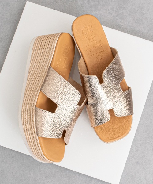inter-chaussures(インターショシュール)の「【Oh my Sandals】厚底ウエッジレザーサンダル(E62501)(サンダル・レディース・シルバー/ホワイト/ベージュ・35/36/37/38/39)」の3枚目の写真