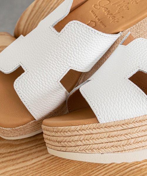 inter-chaussures(インターショシュール)の「【Oh my Sandals】厚底ウエッジレザーサンダル(E62501)(サンダル・レディース・シルバー/ホワイト/ベージュ・35/36/37/38/39)」の8枚目の写真