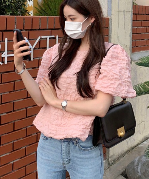 LAFFMO(ラフモ)の「パスリーブワッシャーブラウス(Tシャツ/カットソー・レディース・ピンク/ベージュ・F)」の1枚目の写真