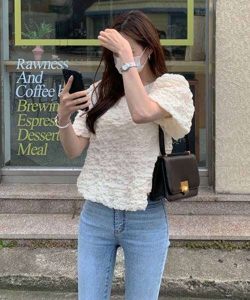 LAFFMO(ラフモ)の「パスリーブワッシャーブラウス(Tシャツ/カットソー・レディース・ピンク/ベージュ・F)」の4枚目の写真