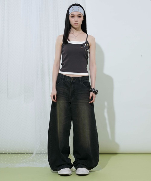 sedacle girl(セダクルガール)の「レイヤードボタンキャミ(キャミソール・レディース・チャコールグレー/ネイビー/カーキ/チェリーピンク/ターコイズブルー/レモンイエロー・SMALL/MEDIUM)」の18枚目の写真