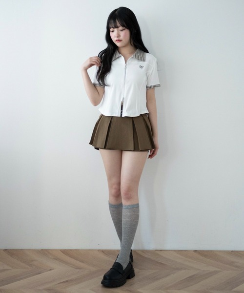 WEGO(ウィゴー)の「WEGO/チェックカラージップトップ(Tシャツ/カットソー・レディース・ホワイト/ブラック・FREE)」の12枚目の写真