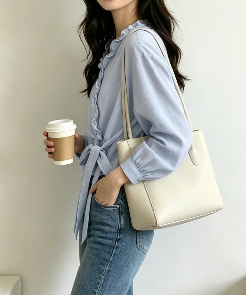 Miniministore(ミニミニストア)の「ギンガムチェックブラウス ウエストリボン(シャツ/ブラウス・レディース・チェック/ライトブルー・M/L)」の8枚目の写真