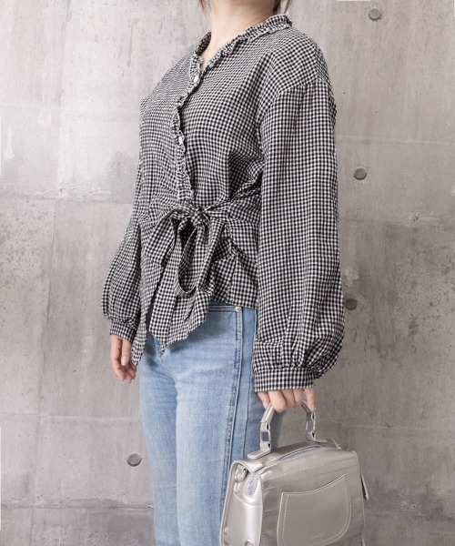 Miniministore(ミニミニストア)の「ギンガムチェックブラウス ウエストリボン(シャツ/ブラウス・レディース・チェック/ライトブルー・M/L)」の11枚目の写真