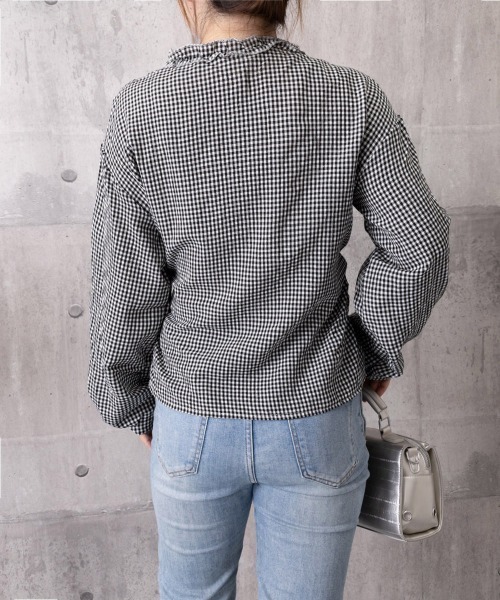 Miniministore(ミニミニストア)の「ギンガムチェックブラウス ウエストリボン(シャツ/ブラウス・レディース・チェック/ライトブルー・M/L)」の12枚目の写真