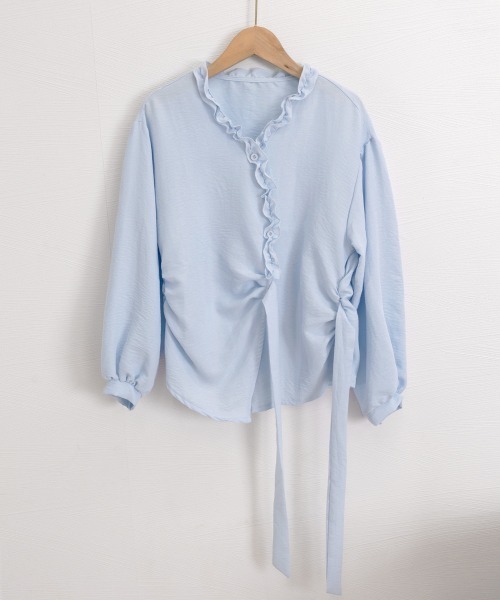 Miniministore(ミニミニストア)の「ギンガムチェックブラウス ウエストリボン(シャツ/ブラウス・レディース・チェック/ライトブルー・M/L)」の13枚目の写真