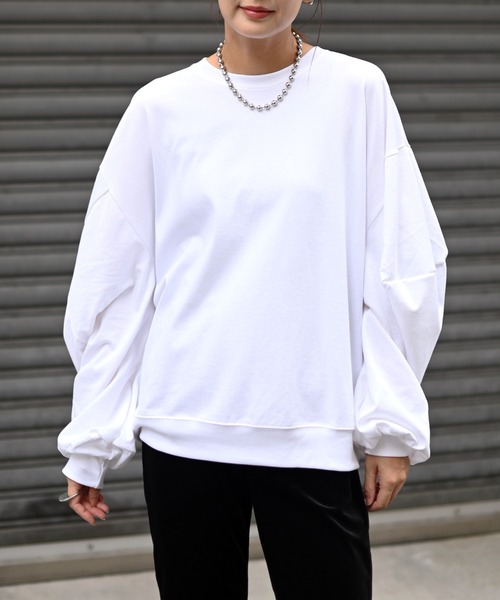 Marient(マリエント)の「カットアウトボリュームスリーブカットソー(Tシャツ/カットソー・レディース・ブラック/ホワイト・FREE)」の18枚目の写真