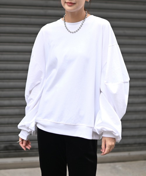 Marient(マリエント)の「カットアウトボリュームスリーブカットソー(Tシャツ/カットソー・レディース・ブラック/ホワイト・FREE)」の20枚目の写真