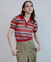Shirt layered half sleeve knit polo shirt / シャツレイヤードハーフ