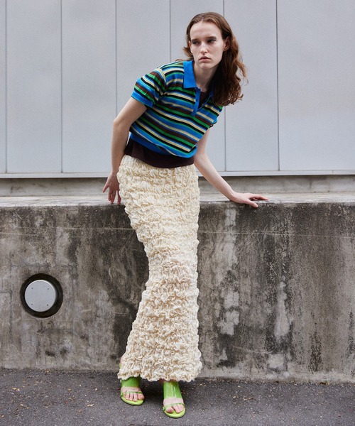 MAISON SPECIAL(メゾンスペシャル)の「Sheer Border Knit Polo/シアーボーダーニットポロ(ポロシャツ・レディース・ブラック/ブルー/レッド・FREE)」の17枚目の写真