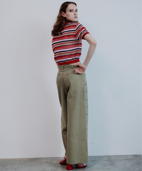 MAISON SPECIAL(メゾンスペシャル)の「Sheer Border Knit Polo/シアーボーダーニットポロ(ポロシャツ・レディース・ブラック/ブルー/レッド・FREE)」の8枚目の写真