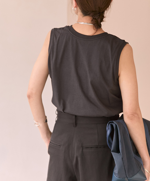 JOURNAL STANDARD(ジャーナルスタンダード)の「《追加2》汗ジミ防止天竺ノースリーブ(Tシャツ/カットソー・レディース・ブラック系その他/チャコールグレー/ホワイト・FREE)」の10枚目の写真