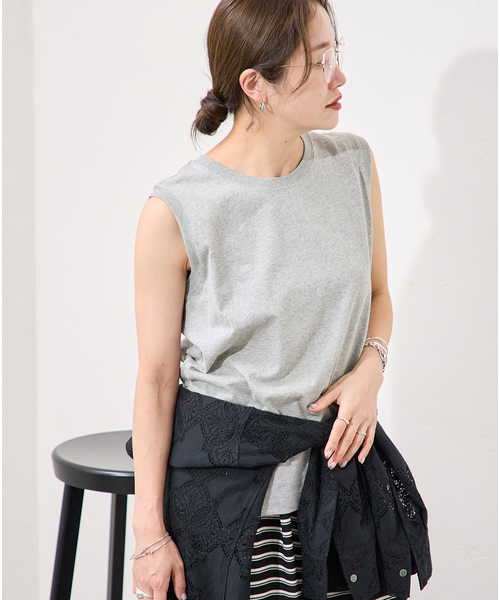 JOURNAL STANDARD(ジャーナルスタンダード)の「《追加2》汗ジミ防止天竺ノースリーブ(Tシャツ/カットソー・レディース・ブラック系その他/チャコールグレー/ホワイト・FREE)」の19枚目の写真