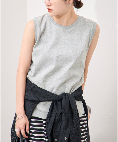 JOURNAL STANDARD(ジャーナルスタンダード)の「《追加2》汗ジミ防止天竺ノースリーブ(Tシャツ/カットソー・レディース・ブラック系その他/チャコールグレー/ホワイト・FREE)」の20枚目の写真