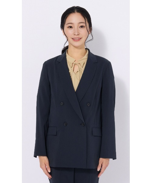 AOYAMA（アオヤマ）の「冷感4ボタンダブルジャケット【超軽量】【涼】【セットアップ着用可】＜紙のような軽い風合いを持った生地「Camifu」＞（スーツジャケット・レディース・ブラック/ネイビー/ベージュ・LL/L/M/S）」の9枚目の写真