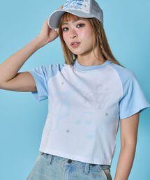 SEQUENZ（シークエンズ）の「※WEB限定 / プリントピチTシャツ / 配色ラグラン半袖Tシャツ / sqnztreble clef pt tee（Tシャツ/カットソー）」