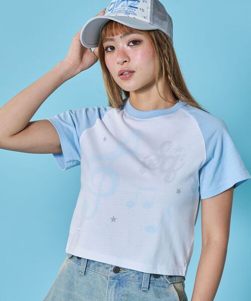SEQUENZ(シークエンズ)の「※WEB限定 / プリントピチTシャツ / 配色ラグラン半袖Tシャツ / sqnztreble clef pt tee(Tシャツ/カットソー・レディース・ライトブルー/ネイビー/ピンク系その他/ベージュ系その他2・SMALL/MEDIUM)」の22枚目の写真
