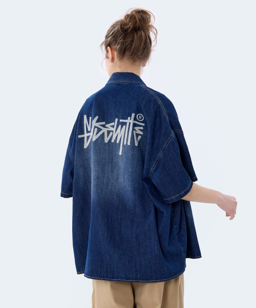 YOSEMITE(ヨセミティ)の「ロゴパッチデニム半袖シャツダストブルーYS-7Y02(シャツ/ブラウス・レディース・ブルー・MEDIUM/LARGE)」の4枚目の写真