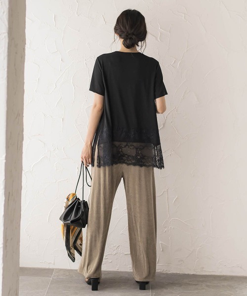 Droite lautreamont（ドロワットロートレアモン）の「レースコンビ半袖リブカットソー（Tシャツ/カットソー・レディース・オフホワイト/ブラック・M）」の14枚目の写真