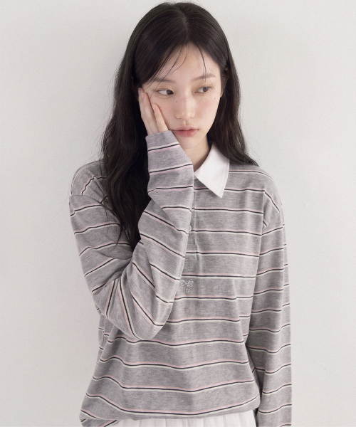 THE GREEN LAB（ザグリーンラボ）の「ピンストライプラグビーTシャツ[ライトブルー]（スウェット・レディース・その他・FREE）」の9枚目の写真
