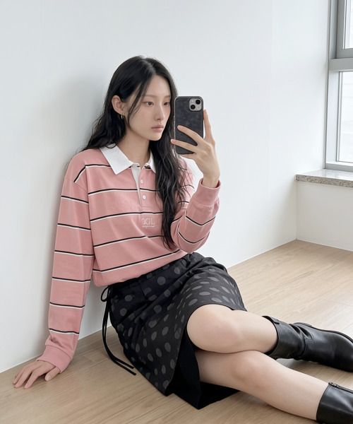 THE GREEN LAB（ザグリーンラボ）の「ピンストライプラグビーTシャツ[ライトブルー]（スウェット・レディース・その他・FREE）」の12枚目の写真